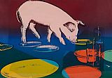 Andy Warhol Canvas Paintings - Fiesta Pig